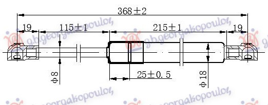 Амортизер (еден) багажник врата (367L-380N)