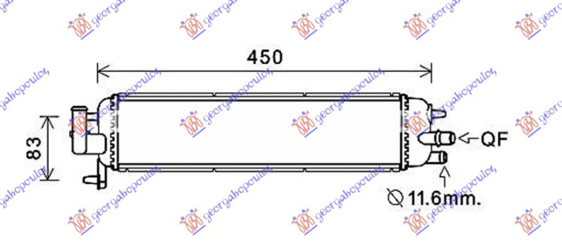 Дополнителен ладилник за мотор 2.0 Hdi хибрид дизел (380x95x26)