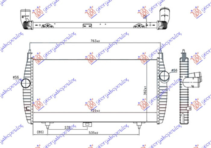 Интеркулер 2.2 HDi дизел (720x360x32)