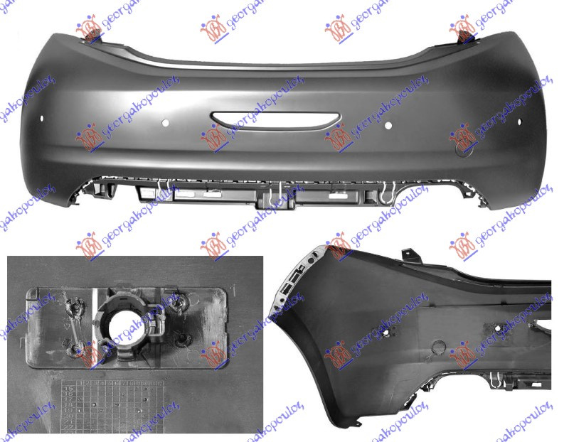 Заден браник (спремно за фарбање) (со отвор за паркинг сензор) (европски)