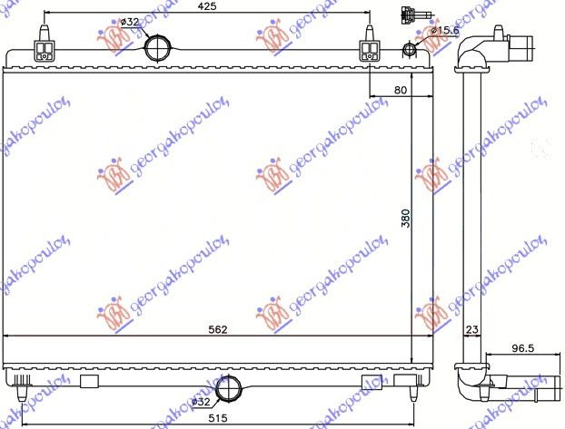 Ладилник за мотор 1.6 THP-VTI бензин - 1.6 HDi-2.0 HDi-BlueHDi дизел (мануален менувач) (380x560)