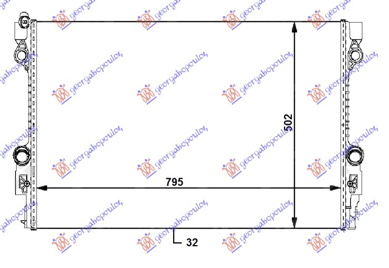 Ладилник за мотор 3.0i-3.6i-4.8i бензин 3.0.дизел (79,5x50,2x3,2)