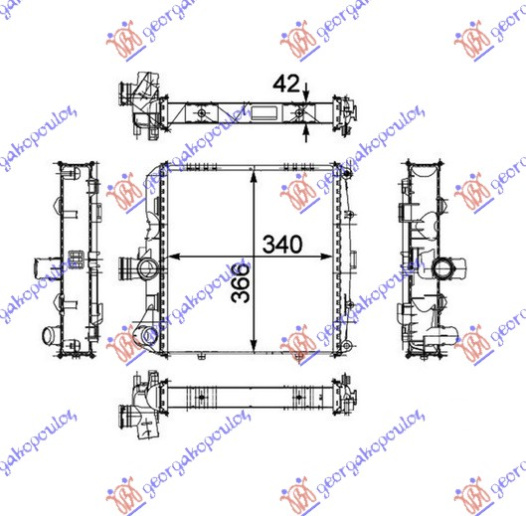 Ладилник за мотор 2.7-2.9-S 3.2-S 3.4-3.6-3.8-4.0 бензин (34x36.6x4.2) (MAHLE BEHR PREMIUM LINE)