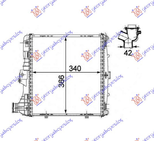 Ладилник за мотор 2.7-2.9-S 3.2-S 3.4-3.6-3.8-4.0 бензин (34x36.6x4.2) (MAHLE BEHR PREMIUM LINE)