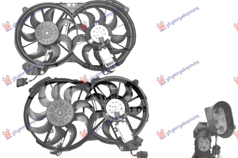 Вентилатор за ладилник за мотор комплет комплет (дупли) 2.7-3.0 дизел