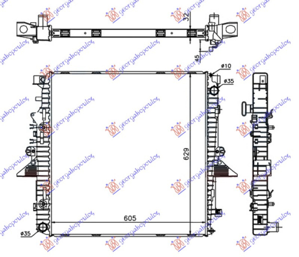 Ладилник за мотор 4.2 - 4.4i V8 (мануален / автоматски менувач) дизел (605x620x32)