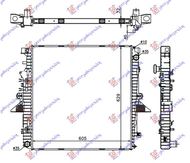 Ладилник за мотор 4.2 - 4.4i V8 (мануален / автоматски менувач) дизел (605x620x32)