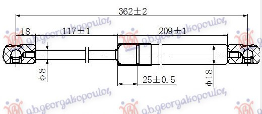 Амортизер (еден) багажник врата (362L-390N)