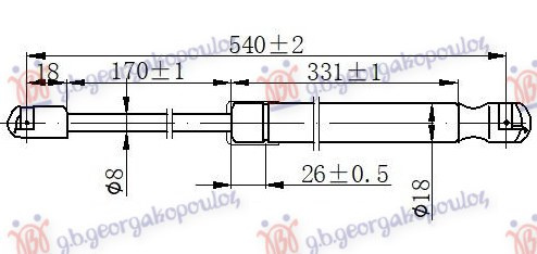 Амортизер (еден) багажник врата (538L-650N)