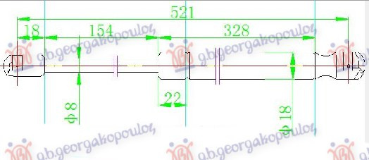 Амортизер (еден) багажник врата (521L-560N)