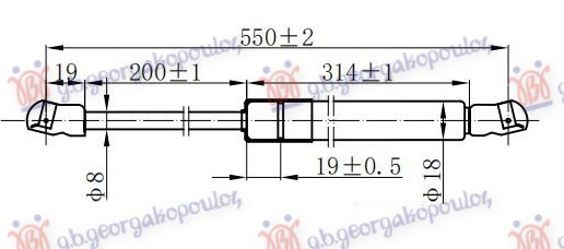 Амортизер (еден) багажник врата (550L-610N)