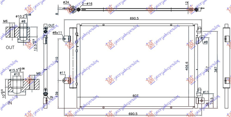 Ладилник за клима 1.6 DDiS дизел (607x407x12) со START STOP систем