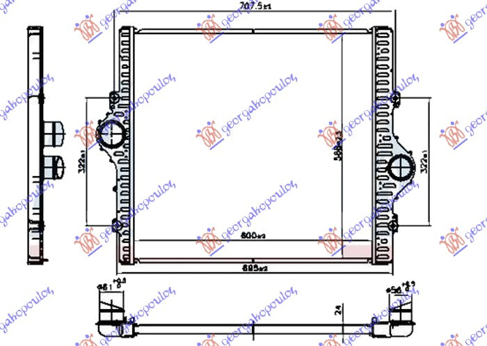Интеркулер 3.0 D4D дизел (600x568x24)