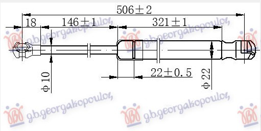 Амортизер (еден) багажник врата (504L-820N)