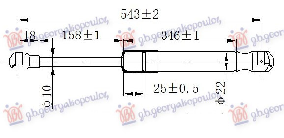 Амортизер (еден) багажник врата (542L-740N)