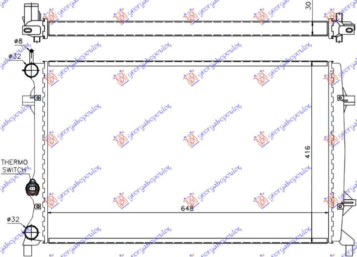 Ладилник за мотор 1.6-2.0-2.5FSi(мануален / автоматски менувач) (со/без клима) (65x41.6)