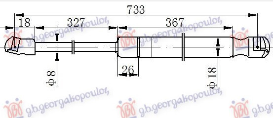 Амортизер (еден) хауба (734L-320N)