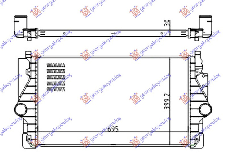 Интеркулер 2.5 TDi дизел (695x400x30)