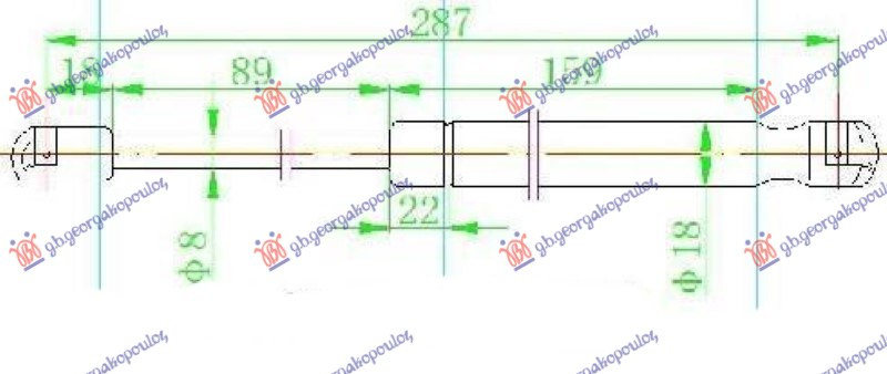 Амортизер (еден) багажник врата 4 врати (287L-495N)