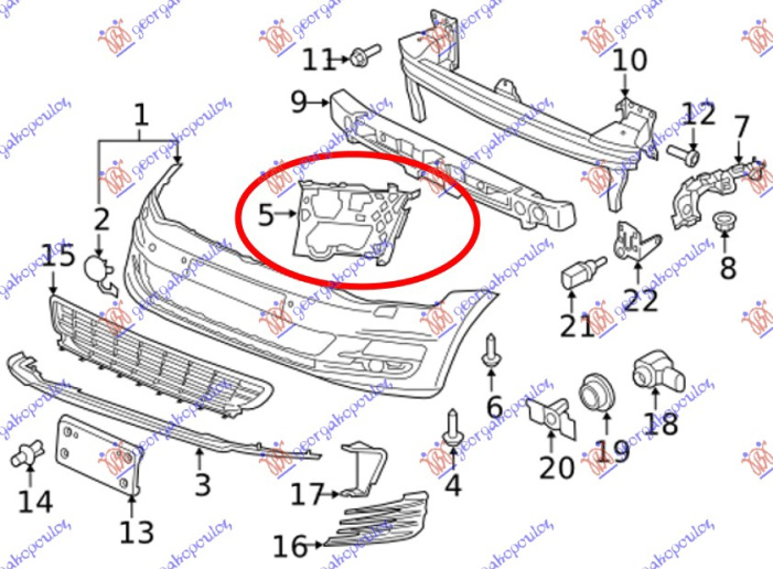 Држач преден браник страничен пластика GTI