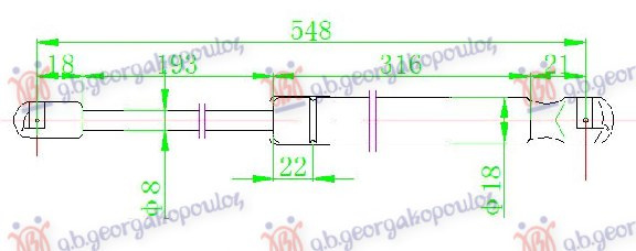 Амортизер (еден) за багажник врата (548L-520N)