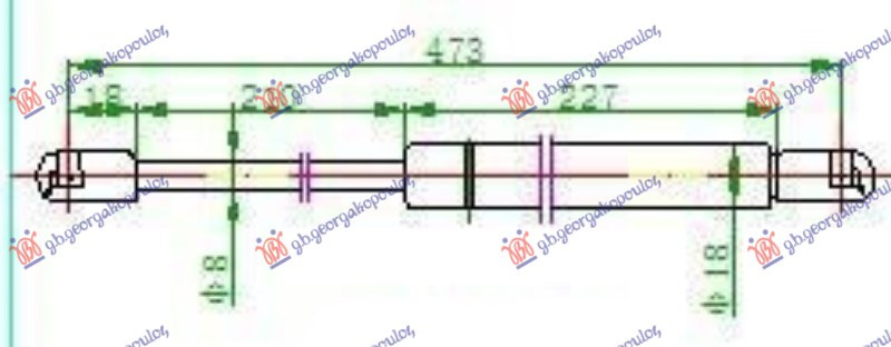 Амортизер (еден) багажник врата 5 врати (475L-625N)